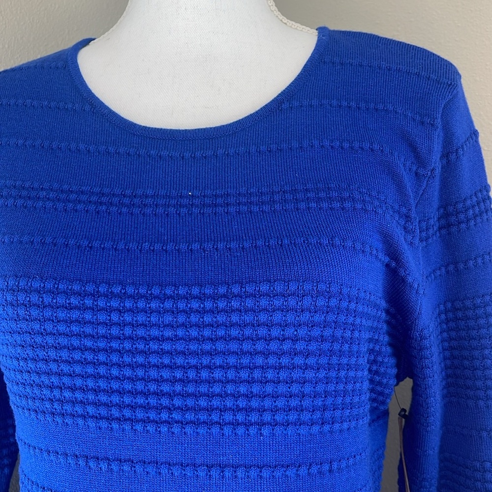 NEW | Vince Camuto | Fit-and-Flare Sweater Dress | Cobalt/Royal Blue | Large - Picture 4 of 6